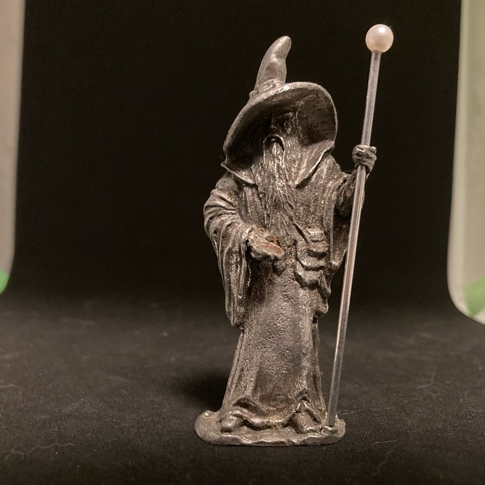 Pewter Fantasy Wizard Mystic Figurine Holding Staff